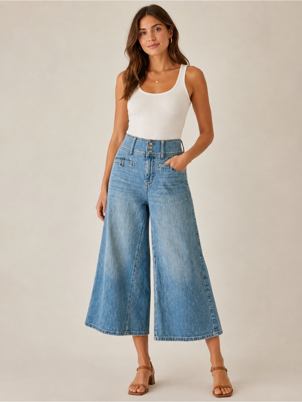 Anthropologie Pilcro High-Rise Wide-Leg Cropped Jeans